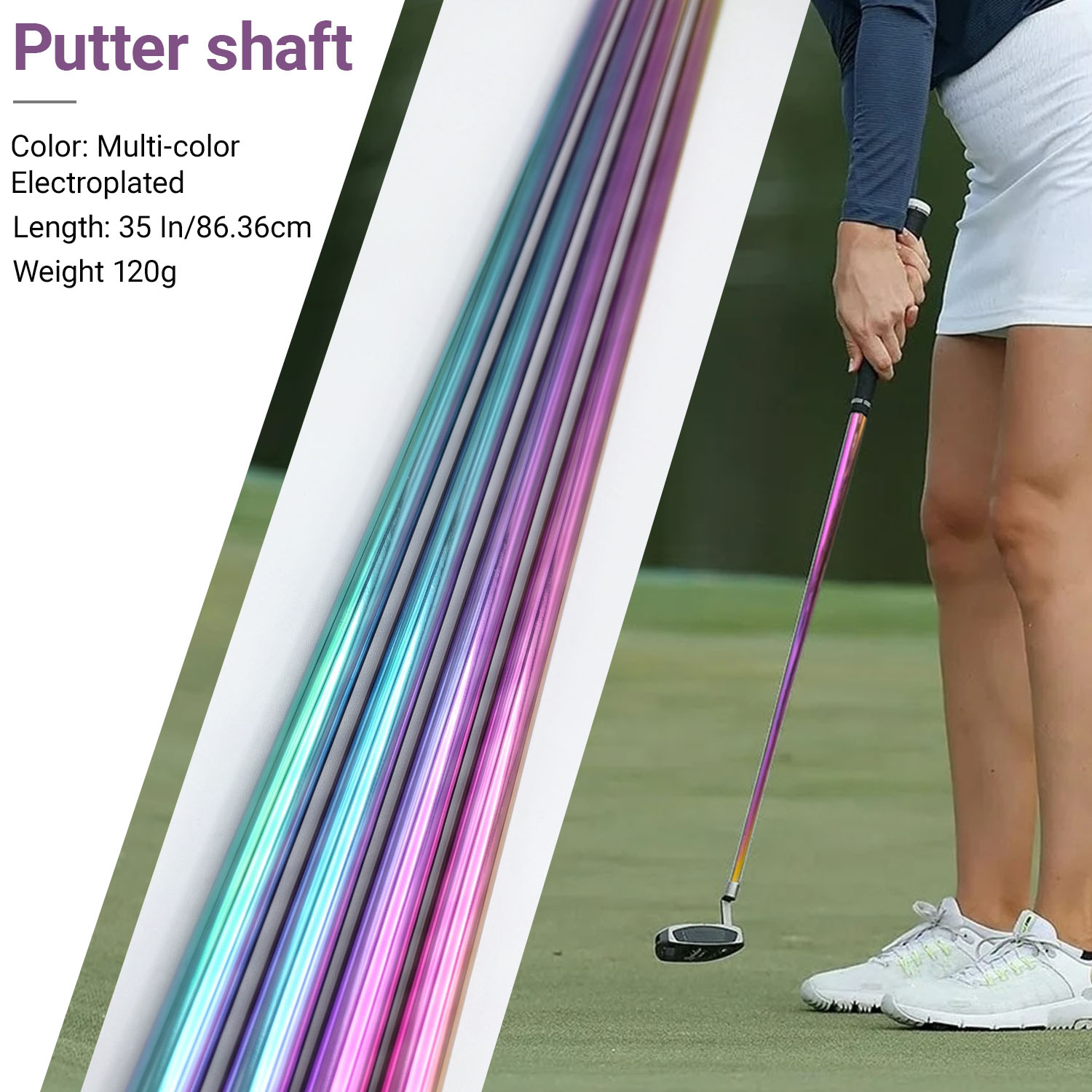 Golf Equipment For Women - 1 PC Golf Shaft, Multi-Color Electroplated